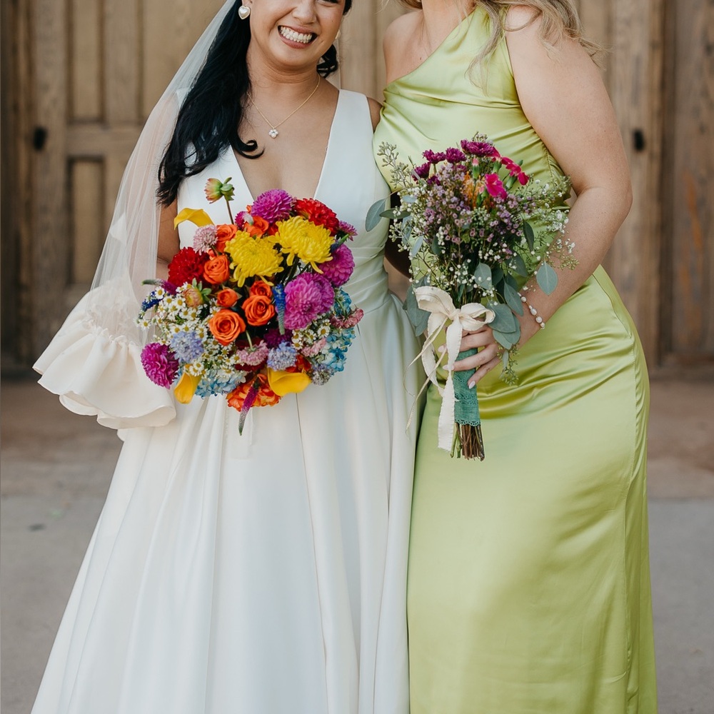 Peppermayo Heart Of Glass Satin Maxi Dress - Chartreuse Bridesmaid Dress